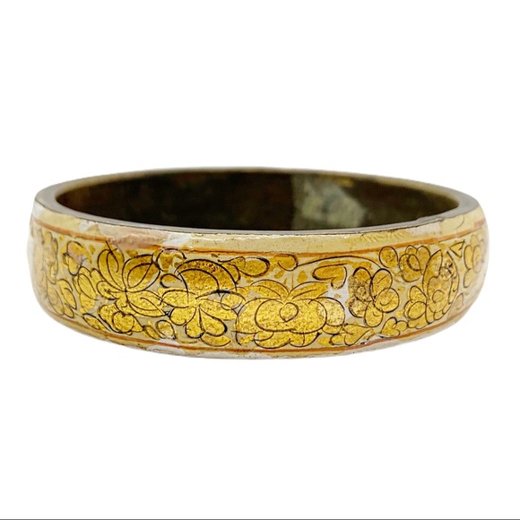 VINTAGE HAND PAINTED PAPER MACHE BANGLE BRACELET